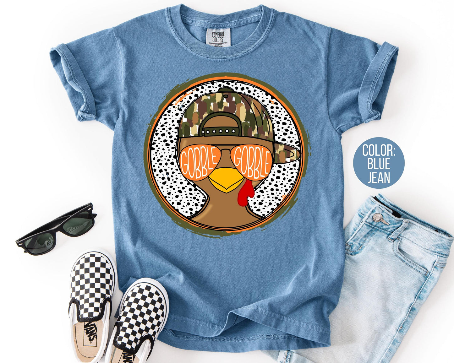 Comfort Colors Boys Thanksgiving Turkey Shirt: Gobble Matching Mom & Son