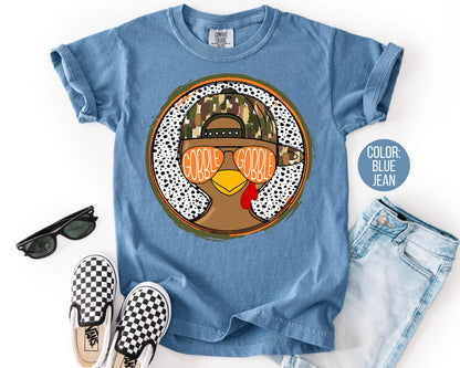 Comfort Colors Boys Thanksgiving Turkey Shirt: Gobble Matching Mom & Son