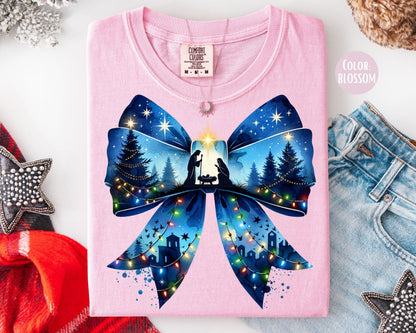 Comfort Colors Birth of Christ Shirt: Nativity Christmas Coquette Shirt