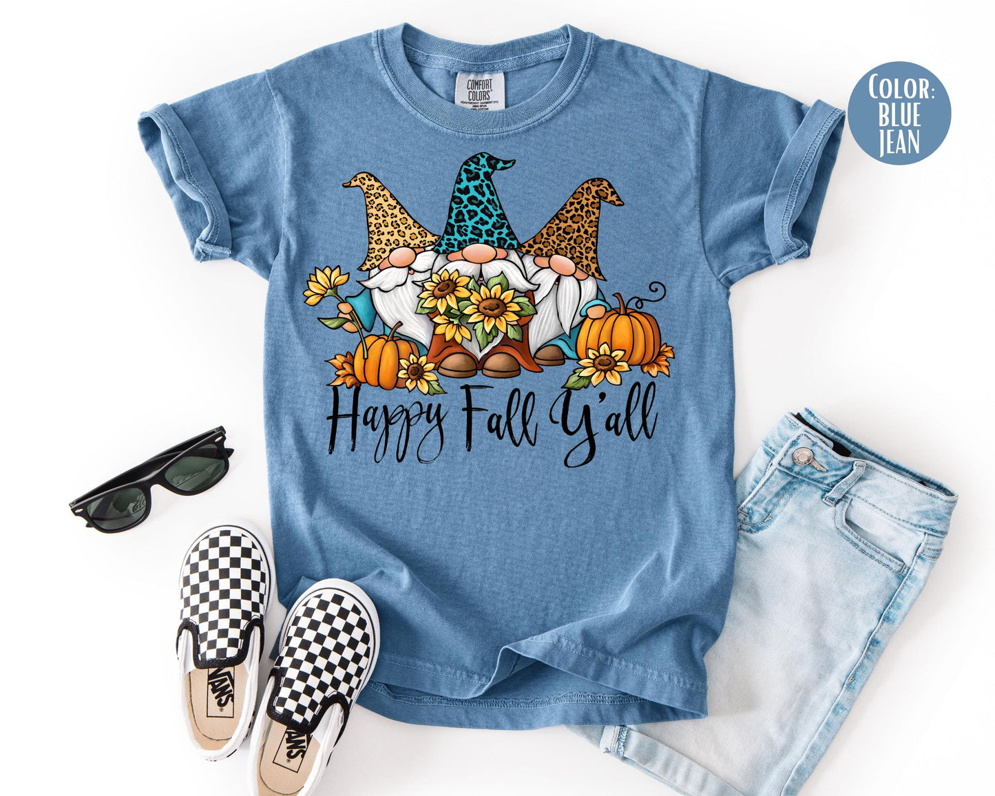 Comfort Colors Fall Gnome Shirt: Happy Fall Y'all Thanksgiving Tee