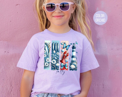 Comfort Colors Kids Nautical Lighthouse Tee - Salty Beach Shirt
