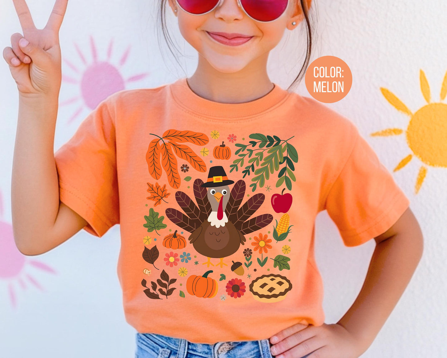 Kids Comfort Colors Thanksgiving Turkey Shirt: Boho Fall Tee