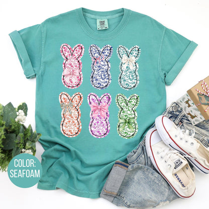 Comfort Colors Floral Easter Bunny Shirt: Girly Boho Tee