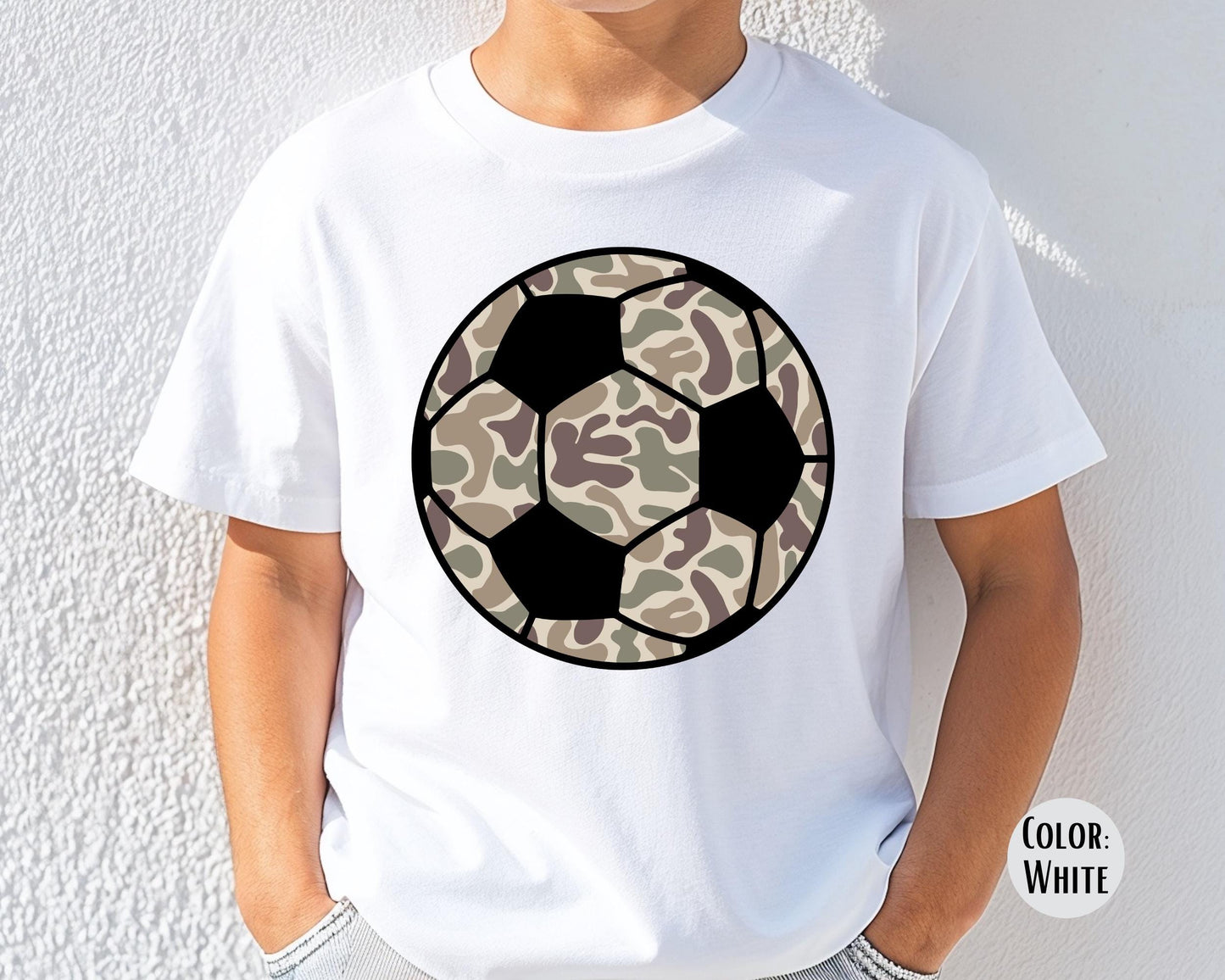 Comfort Colors Boys Camo Soccer Shirt - Kids Camouflage Sports Tee