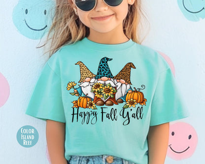Comfort Colors Fall Gnome Shirt: Happy Fall Y'all Thanksgiving Tee