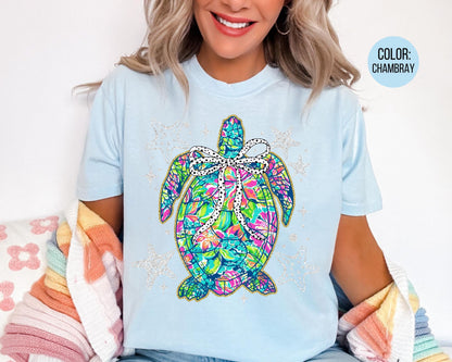 Comfort Colors® Preppy Summer Sea Turtle Shirt, Girls Summer Shirts