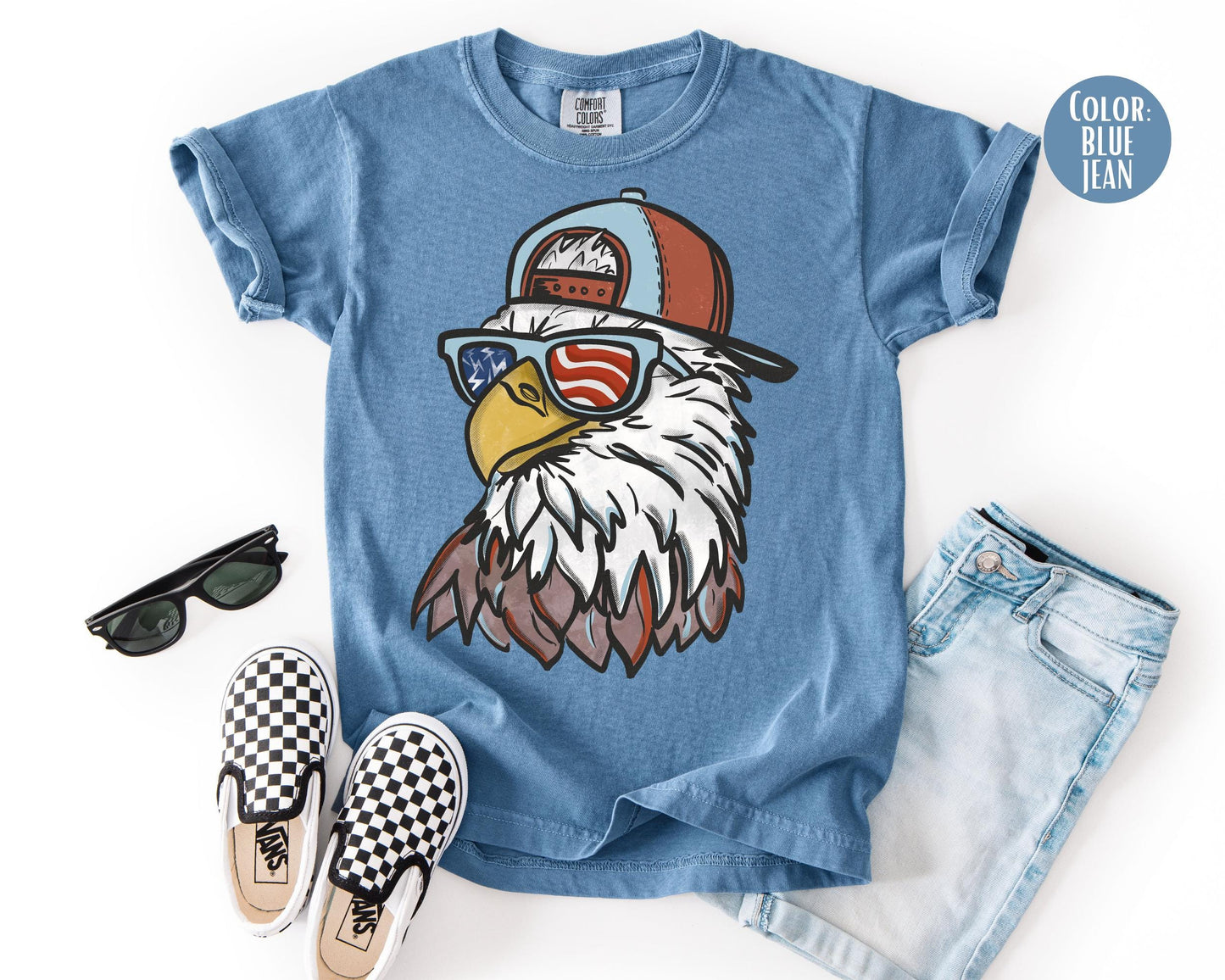 Comfort Colors Boys Patriotic Eagle Shirt, Eagle 4th of July Shirts