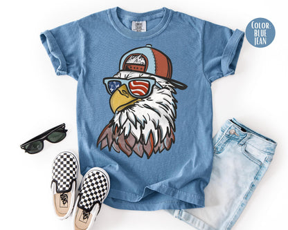 Comfort Colors Boys Patriotic Eagle Shirt, Eagle 4th of July Shirts