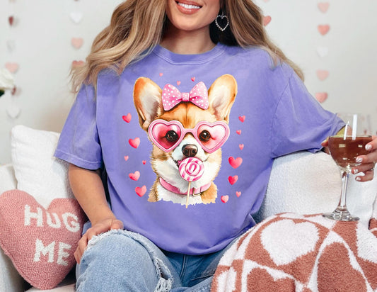 Comfort Colors Corgi Valentine Shirt: Dog Lover Gift