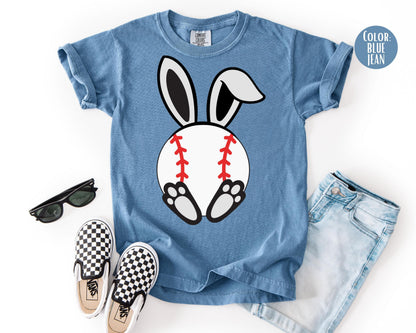 Comfort Colors® Boys Easter Baseball Shirt, Kids Bunny Baseball Tee