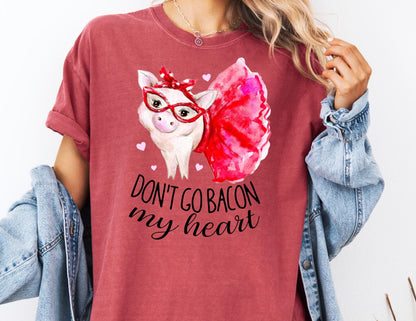 Comfort Colors Pig Valentine Shirt: Funny Bacon Pun Tee