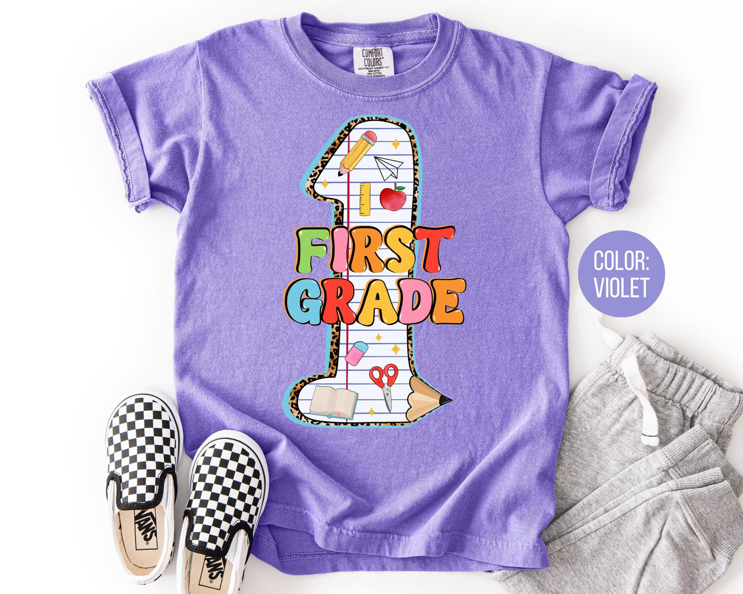 Comfort Colors First Grade Shirt: Back to School Tee