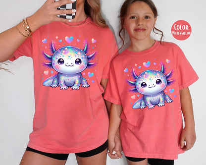 Comfort Colors® Cute Axolotl Shirt, Girls Axolotl Shirt, Cute Youth Shirts, Matching Mom and Daughter Shirts, Axolotl Gift