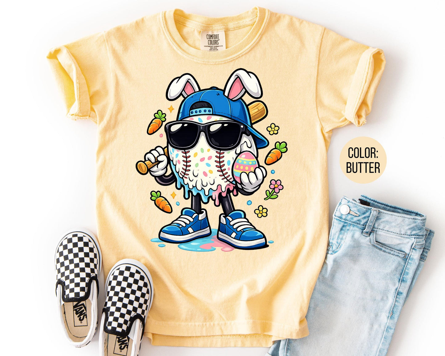 Comfort Colors® Kids Easter Baseball Shirt, Boys Baseball Shirts