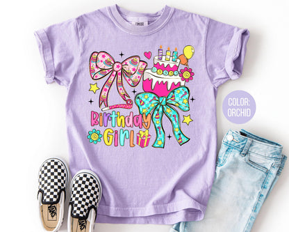 Comfort Colors Birthday Girl Shirt, Coquette Girls Birthday Shirts