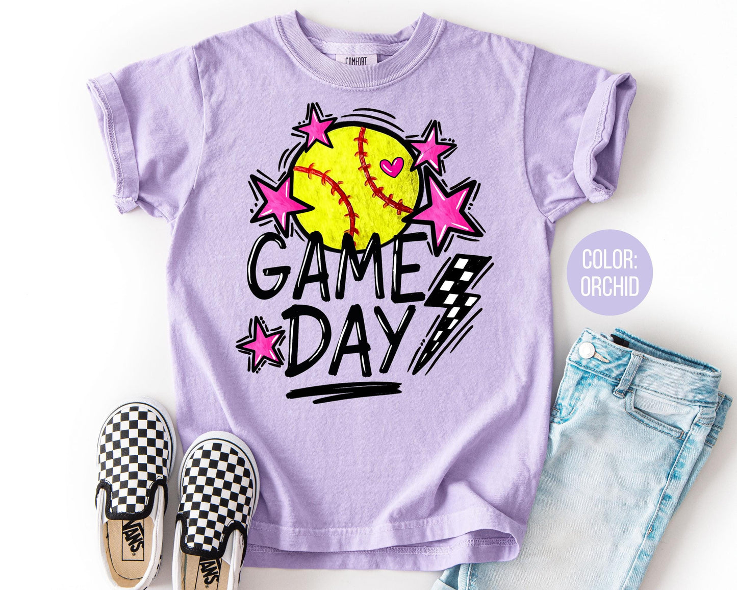 Comfort Colors Game Day Softball Shirt: Youth Softball Tee