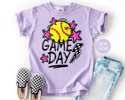 Comfort Colors Game Day Softball Shirt: Youth Softball Tee