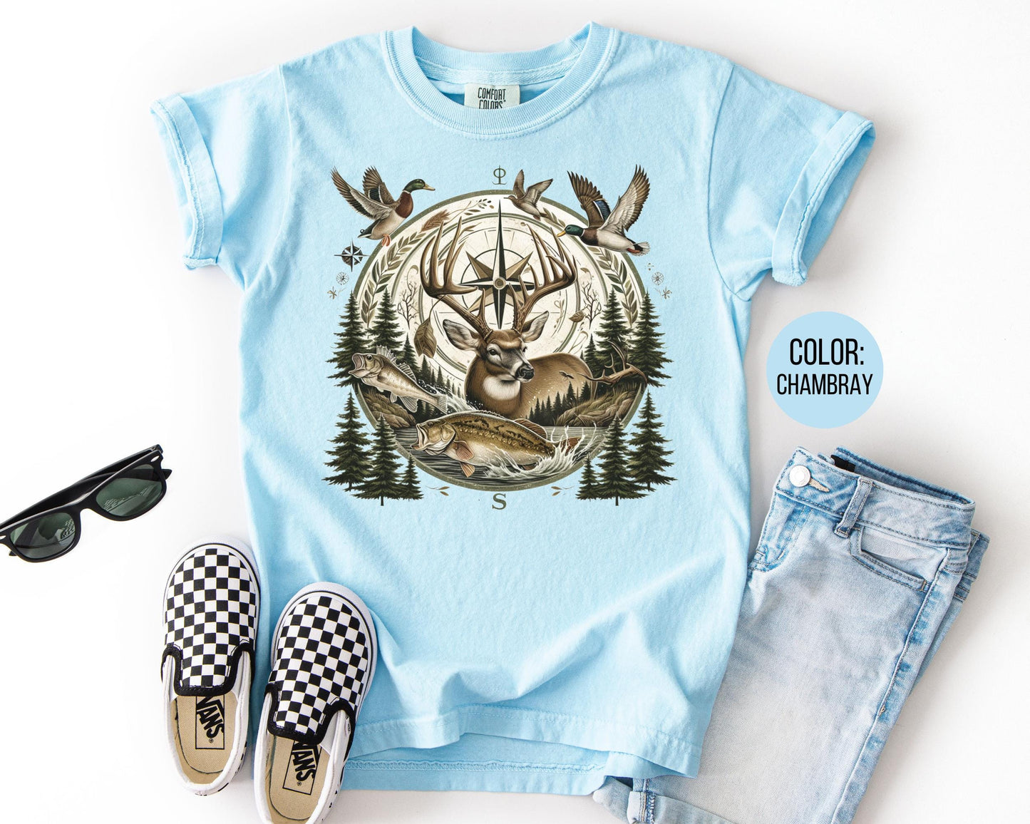 Comfort Colors® Boys Wildlife Compass Shirt, Kids Hunting Shirts
