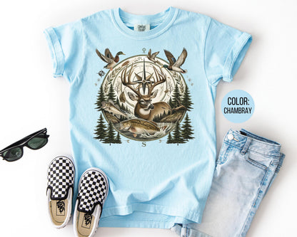 Comfort Colors® Boys Wildlife Compass Shirt, Kids Hunting Shirts
