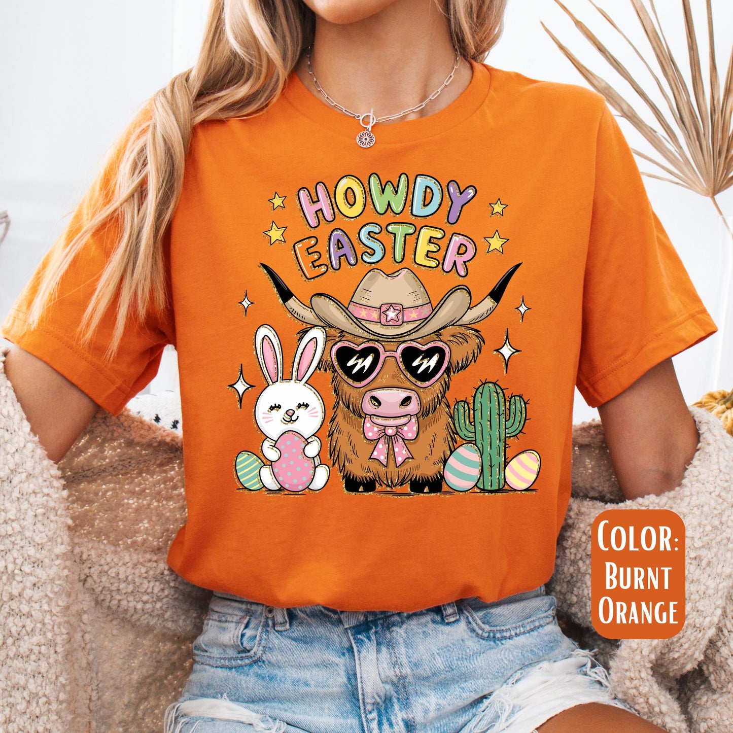 Howdy Easter Shirt, Easter Cow Shirt, Cute Easter Tee, Cow Easter Shirts, Easter Gift for Her, Western Shirts, Western Easter, Cow Shirt