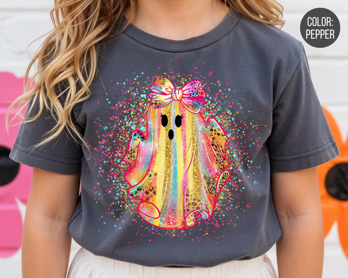 Comfort Colors Speckled Leopard Ghost Halloween Shirt