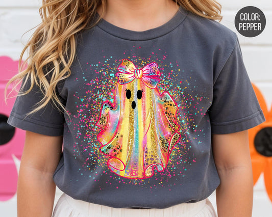 Comfort Colors Speckled Leopard Ghost Halloween Shirt