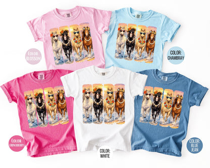Comfort Colors® Girls Summer Horses Shirt, Horse Lover Shirts