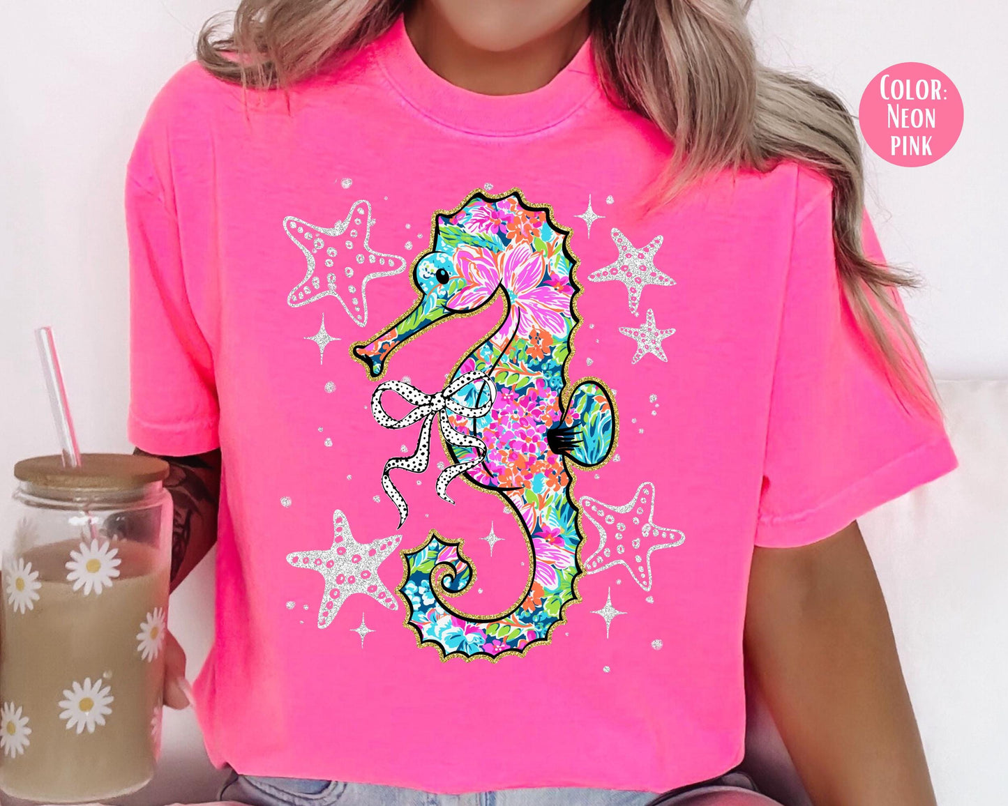 Comfort Colors® Preppy Summer Sea Horse Shirt, Girls Summer Shirts