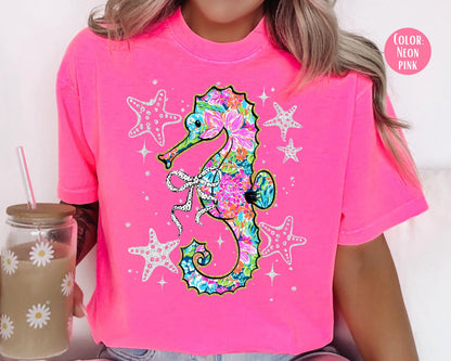 Comfort Colors® Preppy Summer Sea Horse Shirt, Girls Summer Shirts