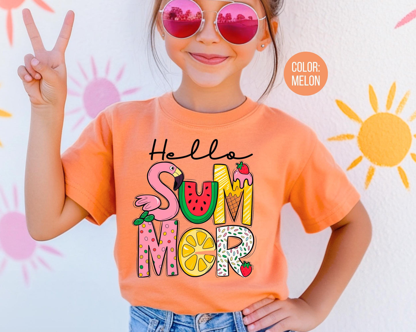 Girls Hello Summer Comfort Colors Shirt - Kids Vacation Tee