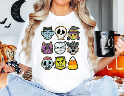 Comfort Colors Halloween Characters Shirt, Spooky Season Tee