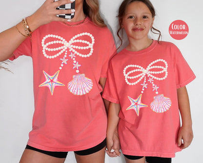 Comfort Colors® Kids Coquette Pearl Bow Clam Shirt