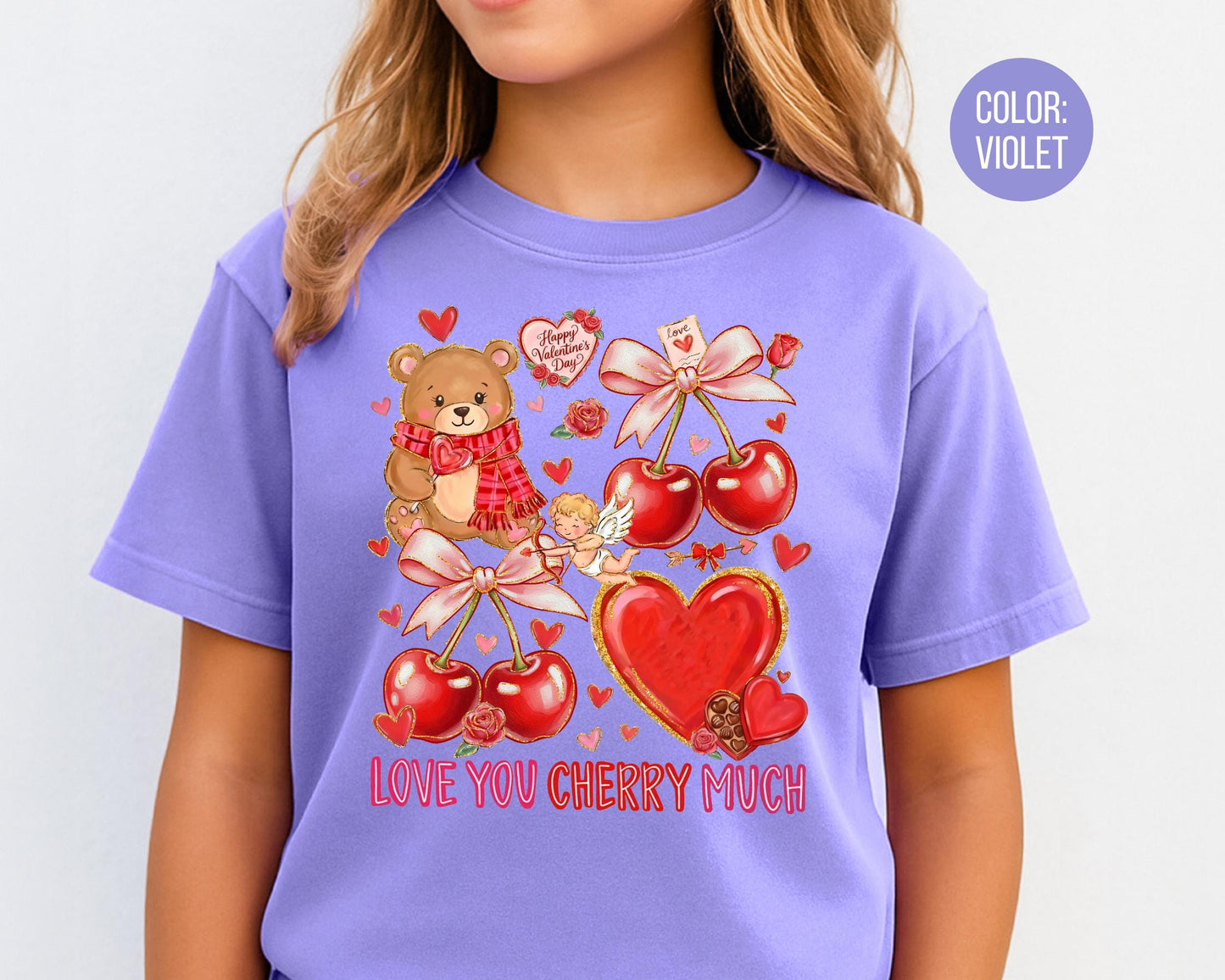 Comfort Colors Love You Cherry Much Shirt, Girls Valentines Day Shirt