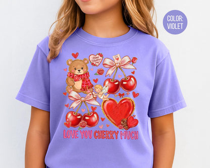 Comfort Colors Love You Cherry Much Shirt, Girls Valentines Day Shirt