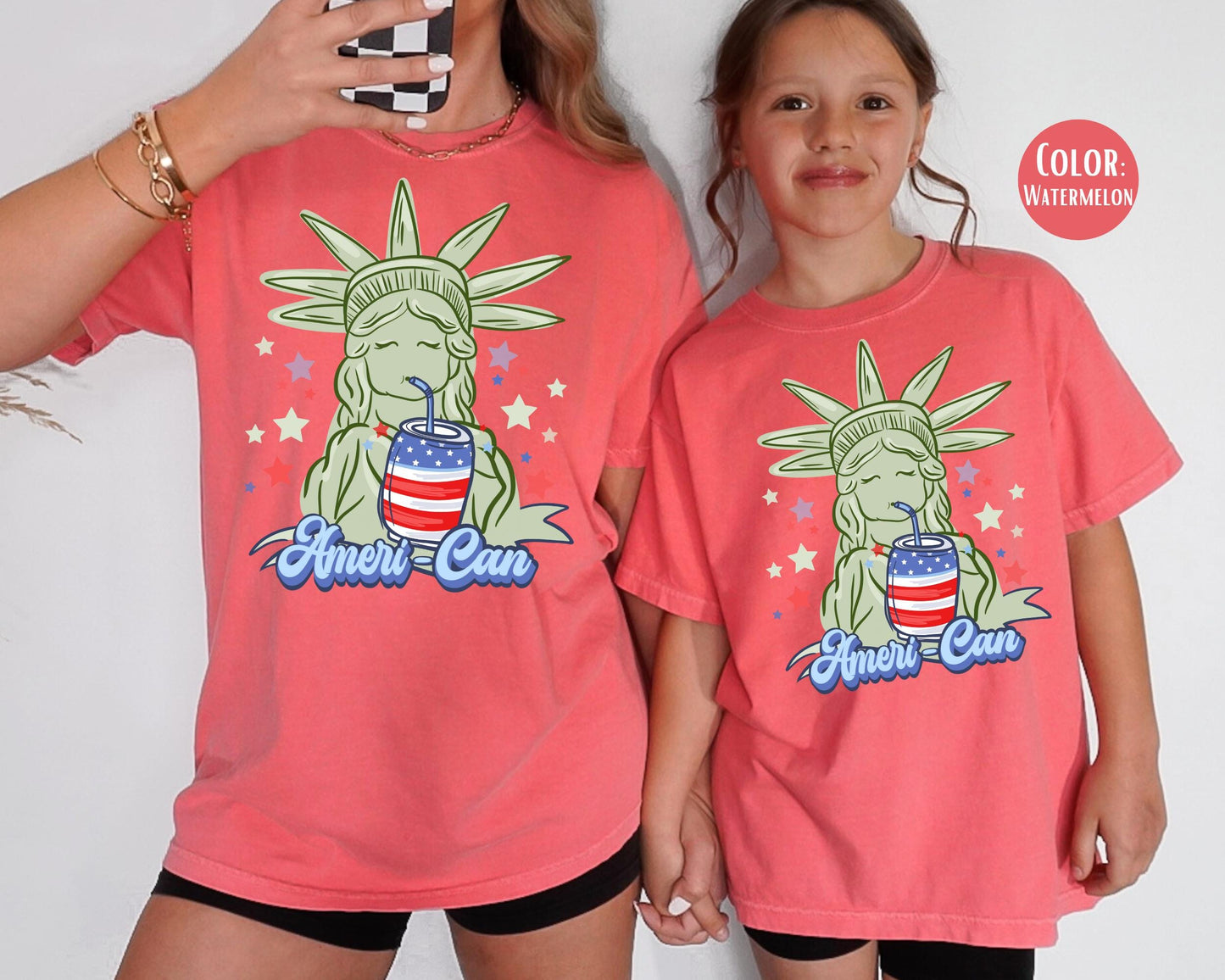 Comfort Colors Girls 4th of July Shirt: Statue of Liberty Tee