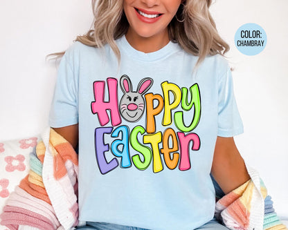 Comfort Colors® Colorful Happy Easter Shirt, Adult and Youth Easter Shirts