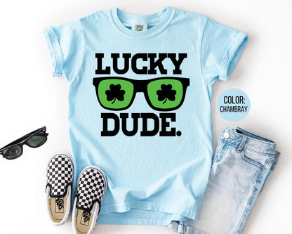 Comfort Colors® Boys Lucky Dude Shirt, Kids St Patricks Day Shirts