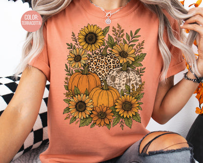 Comfort Colors Floral Pumpkin Shirt: Matching Mother Daughter Fall Tee
