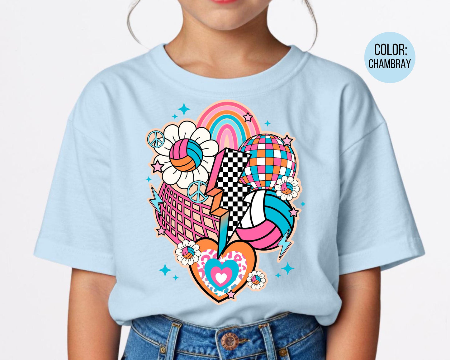 Comfort Colors Retro Girls Volleyball Shirt: Volleyball Mom Shirts