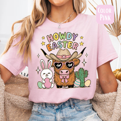 Howdy Easter Shirt, Easter Cow Shirt, Cute Easter Tee, Cow Easter Shirts, Easter Gift for Her, Western Shirts, Western Easter, Cow Shirt