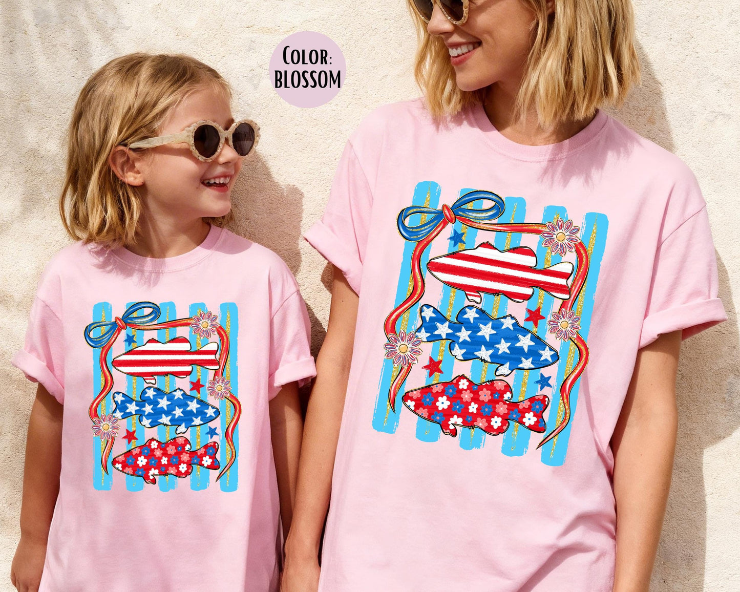 Comfort Colors 4th of July Fish Shirt, Patriotic Fish, Stars and Stripes Shirts