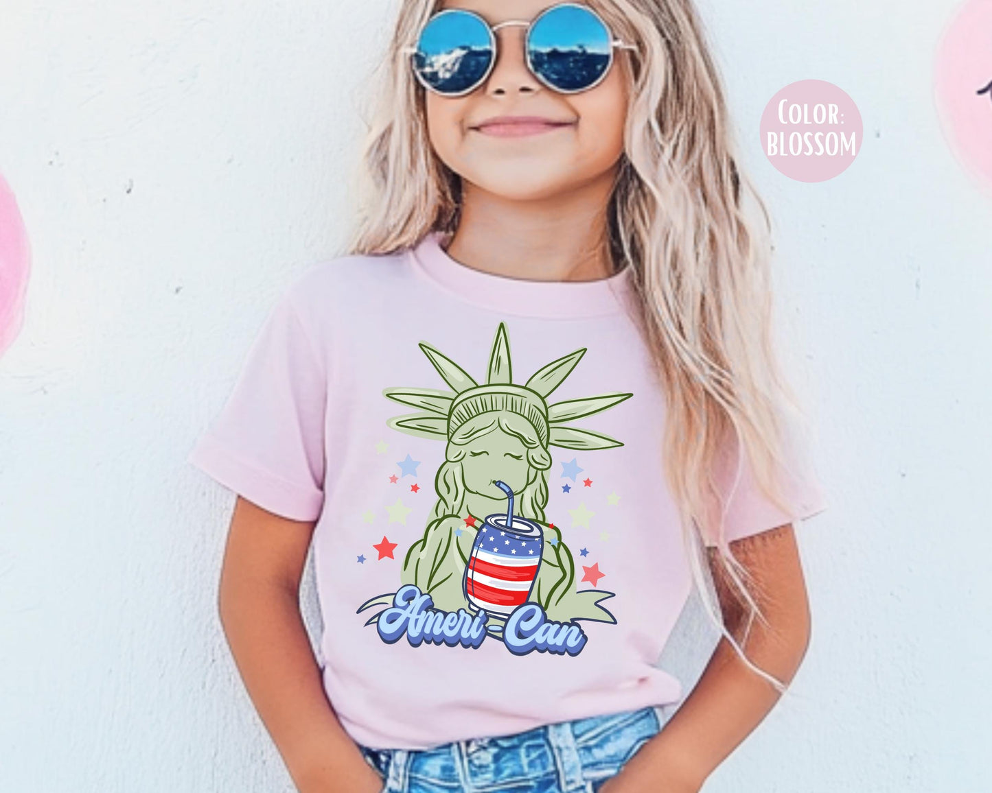 Comfort Colors Girls 4th of July Shirt: Statue of Liberty Tee