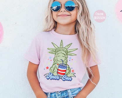 Comfort Colors Girls 4th of July Shirt: Statue of Liberty Tee