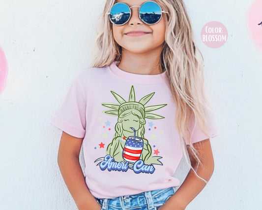 Comfort Colors Girls 4th of July Shirt: Statue of Liberty Tee