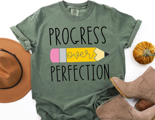 Comfort Colors Progress Over Perfection Shirt: Inspirational Teacher Tee