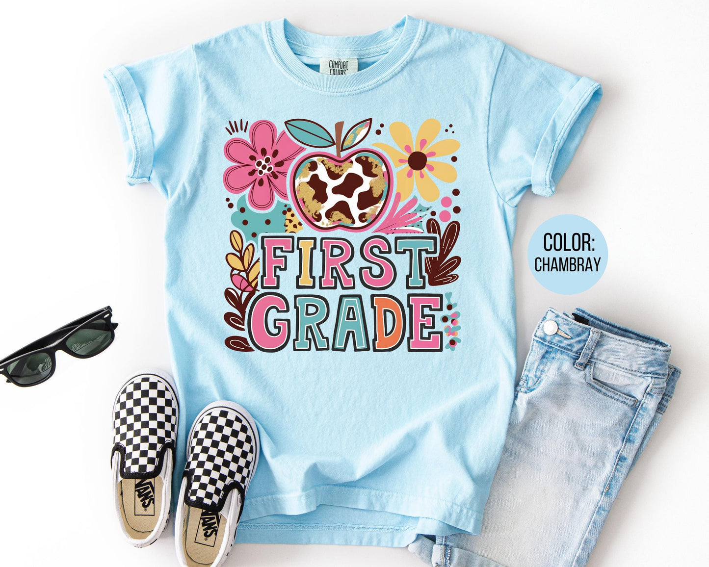 Comfort Colors First Grade Shirt: Girly Boho Back to School Tee
