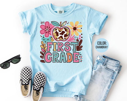 Comfort Colors First Grade Shirt: Girly Boho Back to School Tee