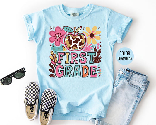 Comfort Colors First Grade Shirt: Girly Boho Back to School Tee