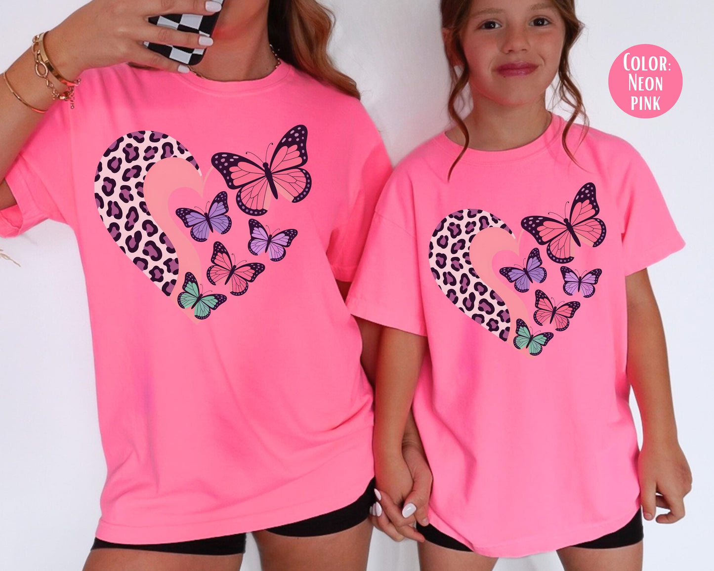 Comfort Colors® Leopard Heart Butterfly Shirt, Girls Butterfly Shirts