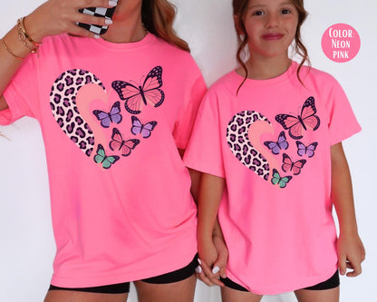 Comfort Colors® Leopard Heart Butterfly Shirt, Girls Butterfly Shirts